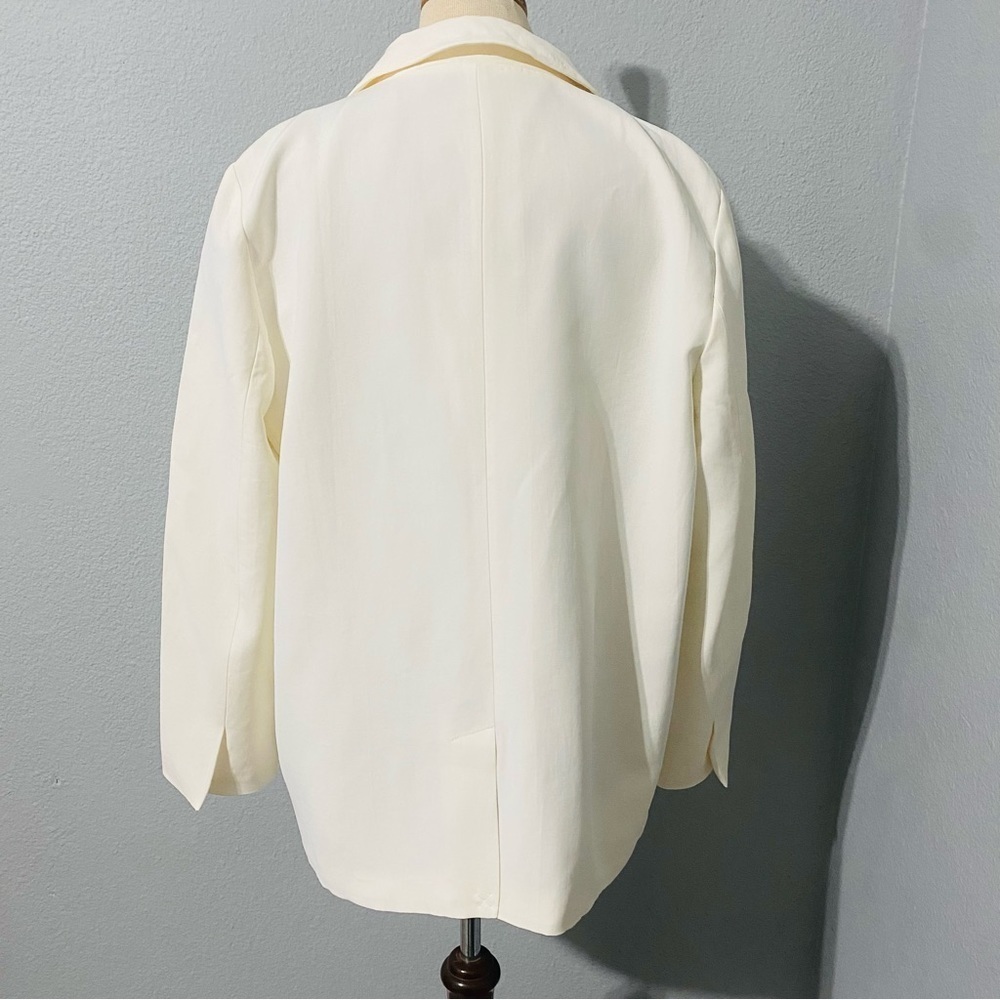 Zara Blogger’s Fav Oyster White Straight Cut Out Blazer with Lapel Collar Sz XL‎ - Picture 8 of 16